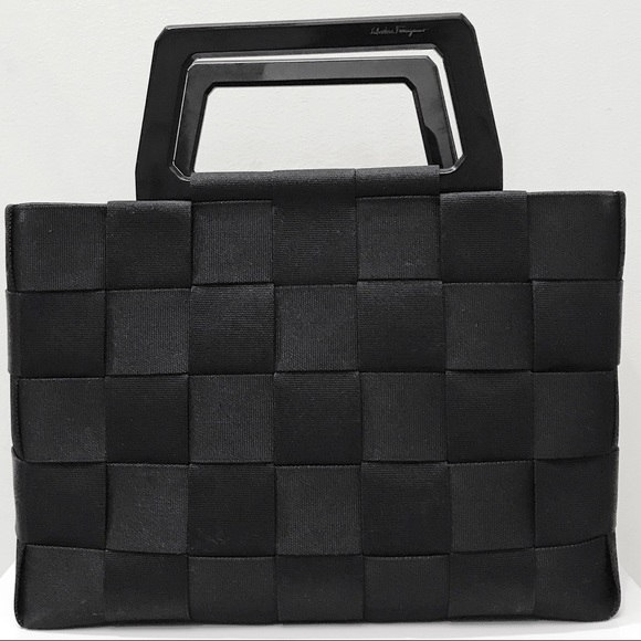 Salvatore Ferragamo Black Intrecciato Woven Tote - Picture 5 of 13